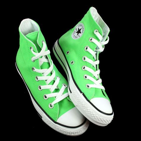 Neon Green Converse, Lime Green Converse, Allstars Converse, Converse Hightops, Wedding Converse, Baby Converse, Star Converse, High Top Converse, 9th Grade