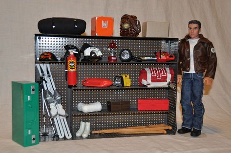 garage shelving - actually a drawer organizer from thrift shop | Flickr - Photo Sharing! Barbie Garage, Dollhouse Garage, Barbie Furniture Tutorial, Barbie Crafts, Dollhouse Inspiration, Barbie Dollhouse, Doll Room, Garage Shelving, Modern Dollhouse