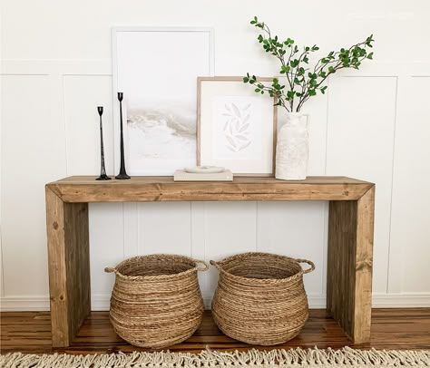 DIY WOOD CONSOLE TABLE | Christian Peterson Site West Elm Console, West Elm Inspired, Custom Console Table, Console Table Wood, Diy Console, Diy Console Table, Console Table Decorating, Room Refresh, Wood Console Table