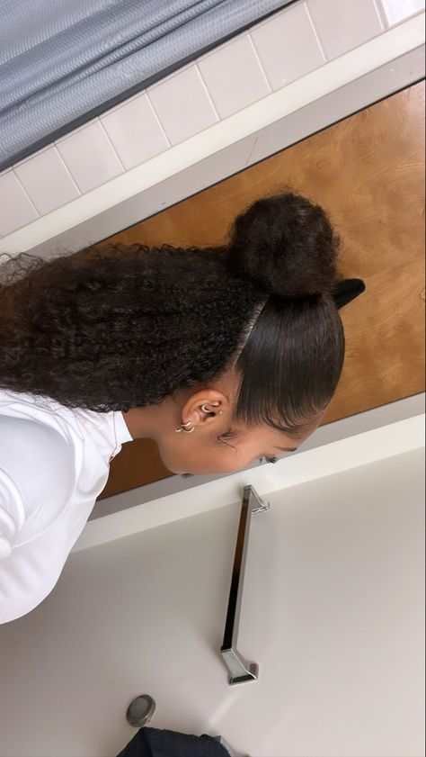 Half Up Half Down Hairstyle, Down Hairstyle, Natural Hair Bun Styles, Mixed Curly Hair, Protective Hairstyles For Natural Hair, Quick Natural Hair Styles, Cute Curly Hairstyles, Girls Natural Hairstyles, Curly Hair Styles Easy