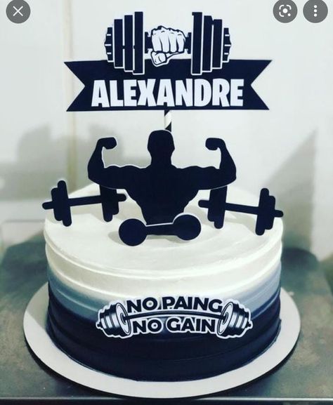 Fitness Cake Design For Men, Gym Cakes For Men Fitness, Gym Cake For Men, 21st Birthday Cake For Guys Simple, Gym Cake Ideas For Men, Gym Theme Cake For Men, Gym Cake Design, Gym Theme Cake, Bolo Crossfit