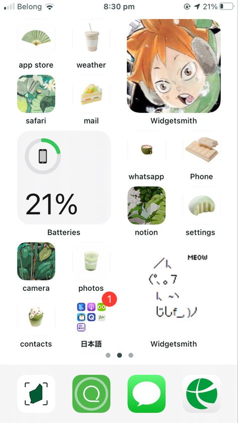 Sage Phone Theme, Sage Green Phone Theme, Aesthetic Anime Homescreen, Phone Themes Sage Green, Sage Green Phone Theme Ideas, Sage Green Manga Icons, Sage Green Home Screen, Green Home Screen, Anime Homescreen