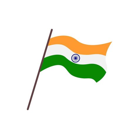 Indian Tricolor, Tricolor Flag, Tricolour Flag, Waving Flag, Flat Illustration, Tri Color, Wind Sock, Vector Art, White Background