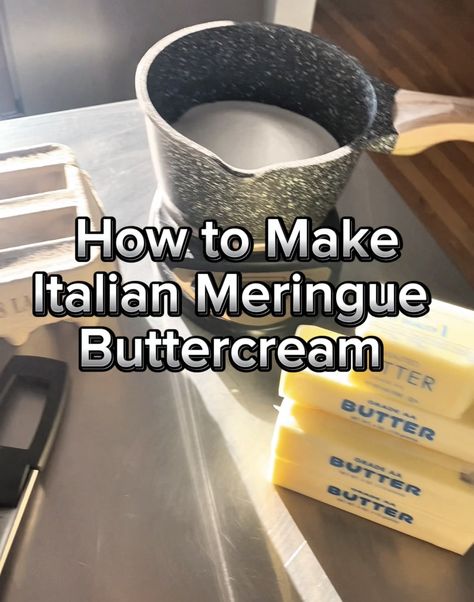 How to Make Italian Meringue Buttercream Italian Meringue Recipe, Chocolate Italian Meringue Buttercream, Italian Meringue Buttercream, Italian Buttercream, Cookie Recipes Decorating, Tea Time Party, Lucky Charms Marshmallows, Home Bakery Business, Meringue Recipe