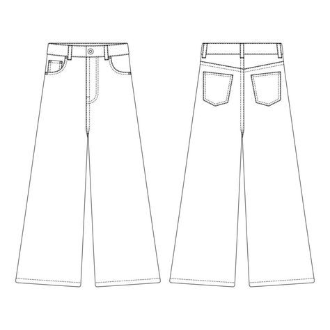 Template high waist straight fit jeans vector illustration flat design outline clothing Clothes Mockup Free, Pants Mockup, Jeans Drawing, Design Outline, Pants Drawing, Flat Drawings, Illustration Flat, Flair Jeans, T Shirt Design Template