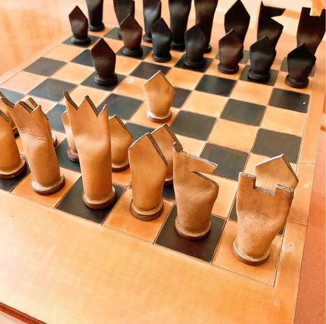 Clay Chess Set, Chess Diy, Clay Chess, Chess Ideas, Beginner Chess, Bishop Chess, Chess Art, Slab Ceramics, Beginner Pottery