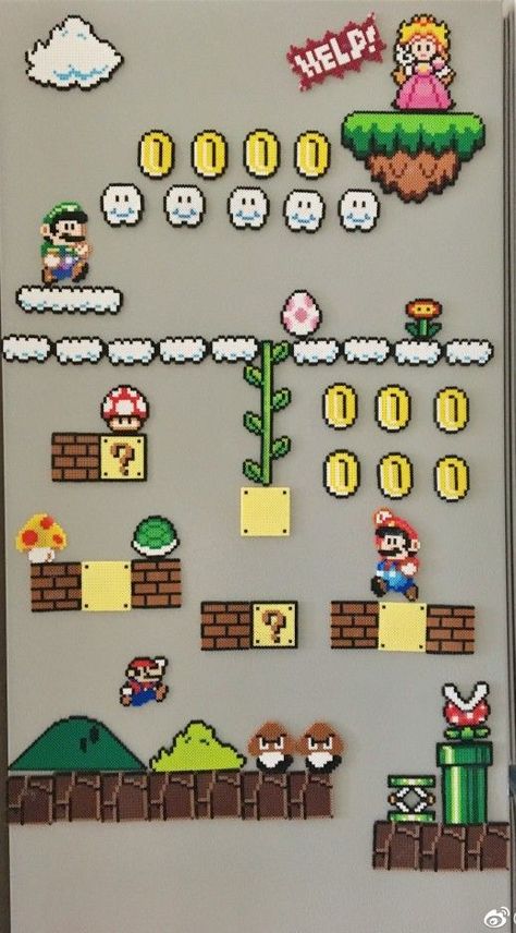 Perler Bead Patterns Mario Bros, Super Mario Bros Perler Bead Patterns, Mario Fuse Bead Patterns, Peeler Bead Mario, Nintendo Perler Beads, Nintendo Perler Bead Patterns, Mario Bros Perler Beads, Super Mario Perler Bead Patterns, Mario Perler Bead Patterns