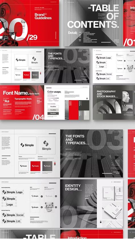 Brand Guidelines Brochure Templates Brand Report Design, Presentation Layout Design Templates, Brand Design Presentation, Brand Guidelines Design Layout, Branding Presentation Design, Brand Guidelines Social Media, Brand Guidelines Design Template, Brandbook Design, Free Brand Guidelines Template