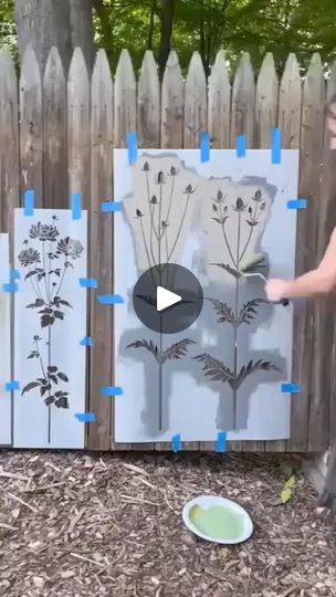 🌼 Refresh your space effortlessly with our REUSABLE Floral Stencil! 🖌 Perfect for DIY wall decor or adding charm to fences,🌸 it's versatile and easy to... | By Gleelee ShopFacebook Flower Stencils, Creative Garden Decor, Garden Fence Art, Stencil Wall Art, Garden Mural, Floral Stencil, Leaf Stencil, Blooming Garden, Fence Art