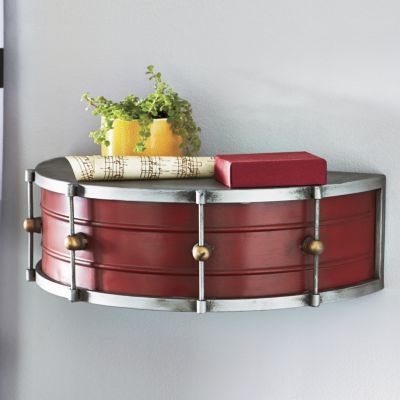 Drum Shelf, Repurposed Instruments, Drum Decor, Drum Lessons For Kids, Drum Craft, Drums Artwork, Music Furniture, Drum Chair, Drum Room