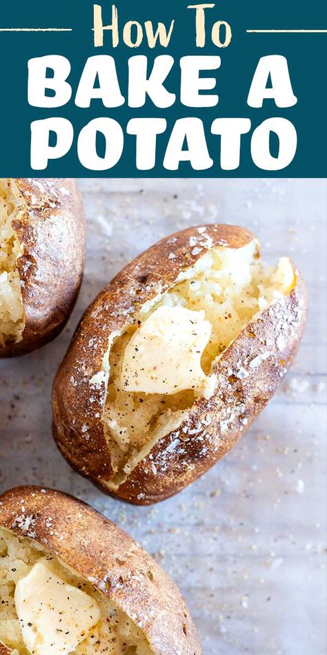 Oven Baked Potatoes Recipes, Cooking Baked Potatoes, Potato Baked, Best Baked Potato, Perfect Baked Potato, Making Baked Potatoes, Potatoes In Oven, Baked Potato Recipes, Easy Oven