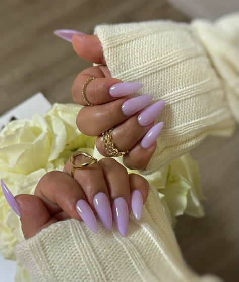 28 Milky Pastel Nail Ideas for Spring Milky Nails Purple, Purple Milky Nails, Milky Lilac Nails, Milky Green Nails, Pastel Purple Nails Design, Lavender Stiletto Nails, Milky Nails Design, Milky Lavender Nails, Milky Purple Nails