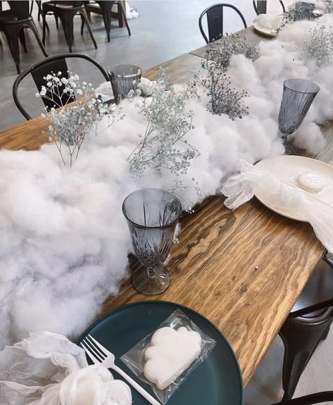 On Cloud 9 Bridal Shower, Cloud Baby Shower Theme, Cloud Party, Cloud Theme, Christmas Decora, Baby Shower Theme Decorations, Twinkle Twinkle Baby Shower, Moon Baby Shower, Candyland Christmas