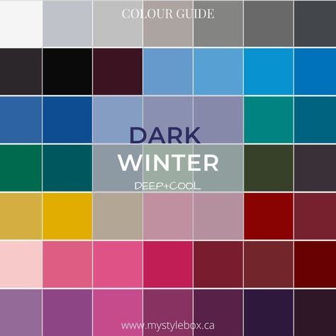 Deep Winter Palette Spring Outfits, Deep Winter Romantic Style, Dark Winter Colour Palette, Dark Winter Summer Outfits, Dark Winter Capsule Wardrobe, Deep Winter Capsule Wardrobe, Dark Winter Outfits, Dark Deep Winter, Dark Winter Color Palette