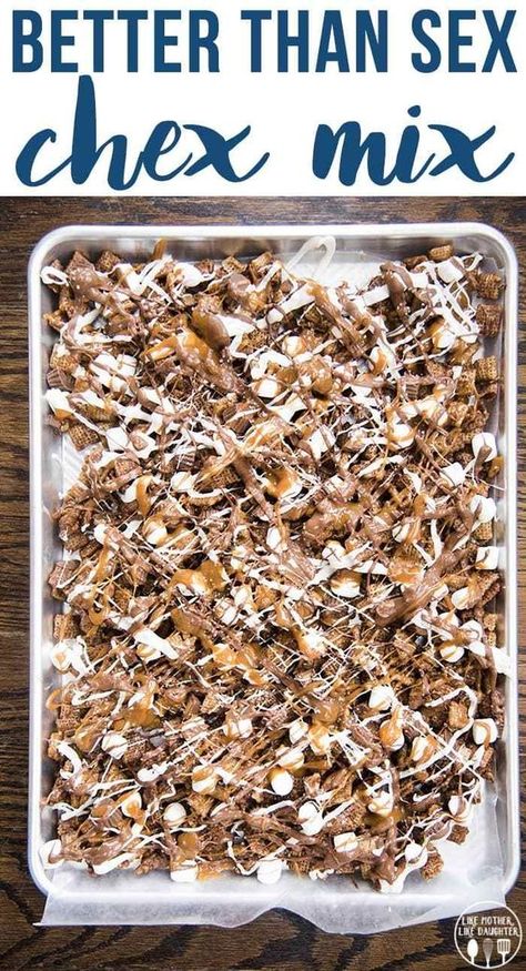 Candy Trail Mix Recipe, Cauliflower Salads, Chex Mix Recipes Sweet, Chocolate Chex Mix, Chex Recipes, Sweet Chex Mix, Sweet Chex, Melted Caramel, Chocolate Chex