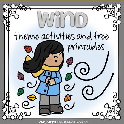 Wind theme activity printables and games to make that can be used when planning lessons and science curriculum for preschool, pre-K and Kindergarten children. Wind Activities For Kindergarten, Wind Kindergarten Activities, Wind And Water Preschool Activities, Wind Lesson Plans Preschool, Windy Activities Preschool, Windy Weather Crafts Preschool, Preschool Kite Activities, The Wind Blew Activities Preschool, Preschool Wind Activities