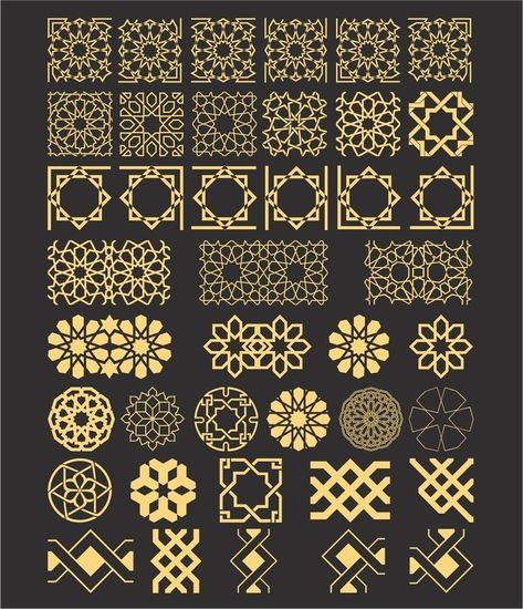 Egyptian Patterns, Arabic Pattern Design, Islamic Design Pattern, Backpiece Tattoo, Motif Arabesque, Cnc Carving, Islamic Tiles, Vector Line Art, Islamic Motifs