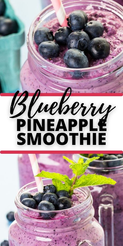 Blueberry Pineapple Smoothie, Pineapple Smoothie Healthy, Strawberry Blueberry Smoothie, Fitness Ebook, Pomegranate Smoothie, Greek Yogurt Smoothie, Pineapple Smoothie Recipes, Java Burn Coffee, Blueberry Smoothie Recipe