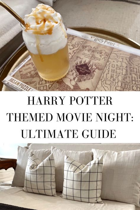 Harry Potter Marauder’s Map puzzle, healthy butterbeer with whipped cream, and a cozy movie set up with a foldable floor mattress with pillows Harry Potter Movie Date Night, Harry Potter Dinner Movie Night, Harry Potter Family Movie Night, Diy Harry Potter Movie Night, Harry Potter Theme Night, Healthy Harry Potter Snacks, Harry Potter Movie Night Ideas, Harry Potter Date Night Ideas, Harry Potter Movie Marathon Ideas