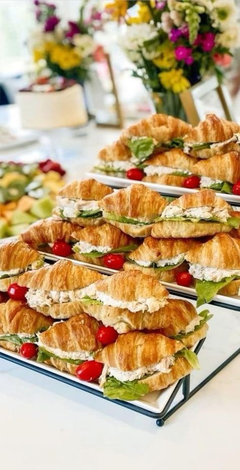 Small Sandwiches For Party, Sandwiches Party Tray, Small Sandwiches, Platter Board, Sandwich Platter, Croissant Sandwich, Farm Baby Shower, Party Sandwiches, Winter Wonderland Baby Shower