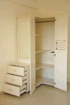 Decor Closet, Closet Small Bedroom, Corner Closet, Contemporary Closet, Corner Wardrobe, Bedroom Cupboards, Closet Layout, Small Closets, Bedroom Closet Design