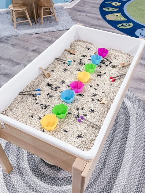 100 Sensory Table Ideas Spider Sensory Bin, Spider Sensory, Sensory Table Ideas, Nursery Rhyme Activities, Rhyme Activities, Play To Learn Preschool, Sensory Bin Ideas, Nursery Rhymes Activities, Sensory Tub