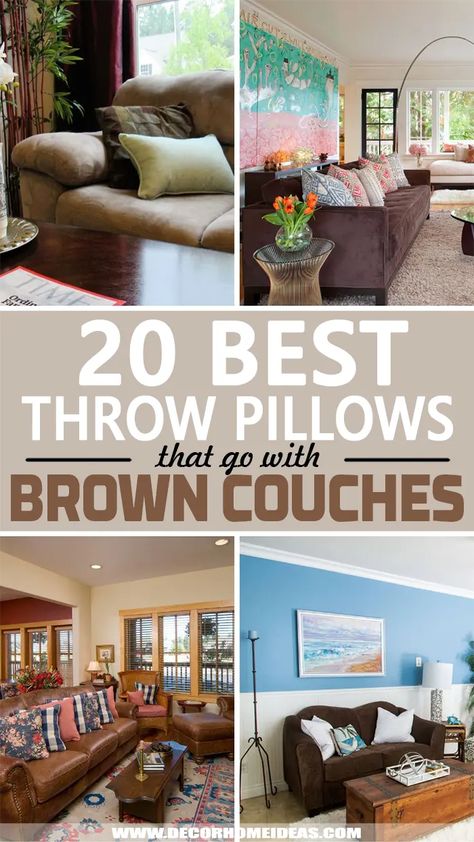 What Color Throw Pillows For Brown Couch, Brown Sofa Throw Pillows, Accent Pillows For Dark Brown Couch, Brown Couch Accent Pillows, Pillows For Dark Brown Leather Couch Ideas, Dark Brown Couch Decor Color Schemes, Pillows On Brown Sofa, Brown Couch White Pillows, Pillows To Lighten Dark Couch