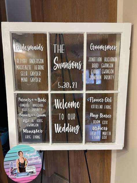 GETTING MARRIED? ️️OR KNOW SOMEONE WHO IS?? This was made for you. Easily make your own wedding window or mirror ️ NOW OFFERING THE LETTERING ONLY!! Customized just for your wedding! I'll create the decals, you just stick them on! Many people love the idea of having a large window or mirror display, but it's not always easy to ship the window, or you may already have a window. Now offering the lettering ONLY for DIY wedding displays. What's Included: Vinyl decals for a 6 pane window with pane si Window Lettering, Wedding Ushers, Barn Windows, Window Pictures, Wedding Window, Mirror Display, Planning Board, Wedding Display, Large Window