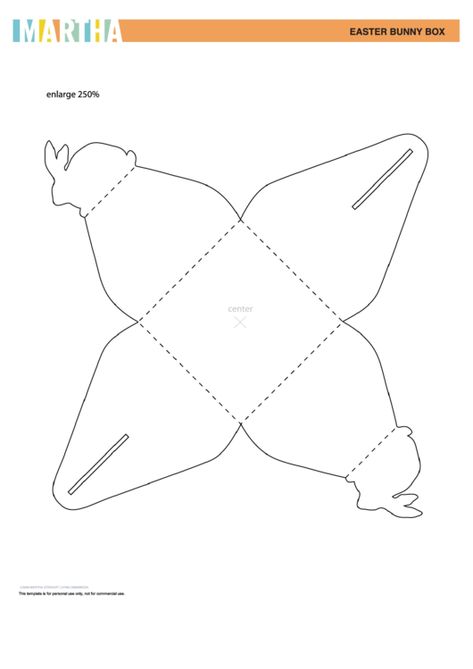 Need a Easter Bunny Box Template? Here's a free template! Create ready-to-use forms at formsbank.com Bunny Box Template, Paper Easter Basket Template, Box Templates Printable Free, Easter Basket Template, Paper Flowers Diy Wedding, Wedding Souvenirs Diy, Treat Box Template, Gift Bag Templates, Easter Bunny Template