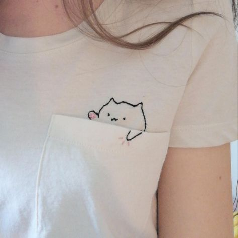 Turkey Stitch, Bongo Cat, Diy Embroidery Shirt, Funky Tees, Dust Bunnies, Denim Crafts Diy, Simple Hand Embroidery Patterns, Diy Embroidery Designs, Hand Embroidery Projects