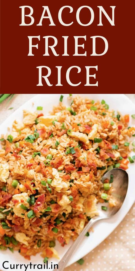 📋15 Minutes Bacon Fried Rice Sauce For Fried Rice, Cajun Rice Recipe, Bacon Fried Rice, Bacon Rice, Pineapple Fried Rice Recipe, Cajun Rice, Asian Side Dishes, Bacon Fries, Rice Recipes For Dinner