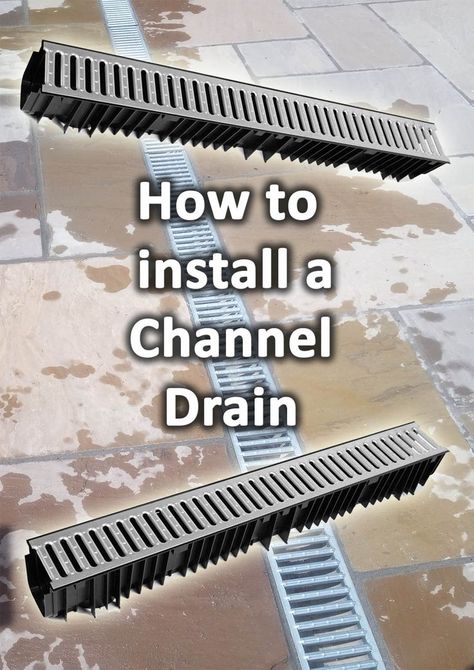 A drainage channel with grates in a patio Drainage Solutions Landscaping, Yard Drainage System, Driveway Drain, French Drain Installation, Gutter Drainage, Drainage Grates, Channel Drain, Landscape Drainage, Backyard Drainage