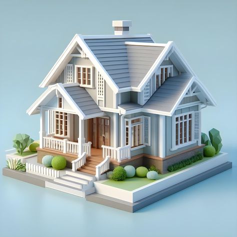 Building 3d Design, Small Hotel Exterior, Types Of Homes Architecture, Once Human House Design, Blender House, Small House Model, Small House Architecture, Cartoon Building, Two Story House Design