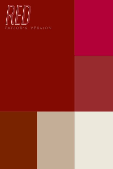 Taylor Swift Red Colour Palette, Red Taylor's Version Color Palette, Taylor Swift Red Album Color Palette, Taylor Swift Color Combos, Red Taylor Swift Color Palette, Taylor Swift Debut Color Palette, Lover Color Palette Taylor Swift, Taylor Swift Colour Palette, Eras Tour Color Palette