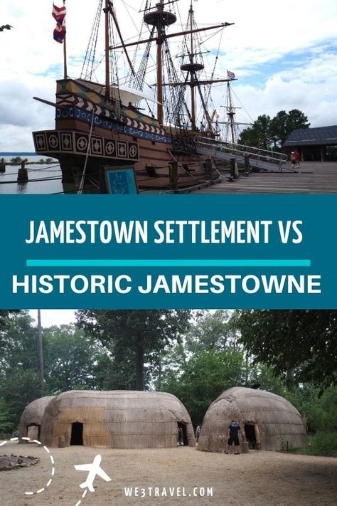 If you are visiting Colonial Williamsburg, take some time to also visit nearby Jamestown. The question is, should you do the Jamestown Settlement or Historic Jamestowne...or both? This breaks down things to do at each and helps you decide. #jamestown #williamsburg #virginia Things To Do In Jamestown Virginia, Jamestown Va, Williamsburg Vacation, Jamestown Colony, Jamestown Settlement, Jamestown Virginia, Washington Dc Vacation, Colonial Williamsburg Virginia, Southern Road Trips