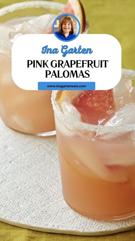 Ina Garten Pink Grapefruit Palomas Grapefruit Paloma Recipe, Grapefruit Juice Recipe, Ina Garden, Paloma Recipe, Juice Cocktails, Paloma Cocktail, Refreshing Cocktail, Tequila Cocktails, Grapefruit Juice