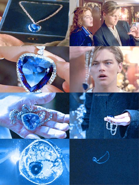 9/19/17 1:38p ''Titanic'' Kate Winslet Leonardo di Caprio Sapphire Heart of the Ocean Released: 12/1997 Titanic Blue Diamond, Heart Of The Ocean Titanic, Kate Titanic, Titanic Movie Facts, Titanic Costume, Titanic Quotes, Titanic Kate Winslet, The Heart Of The Ocean, Real Titanic