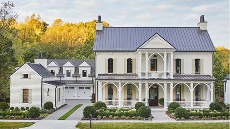 House Plans with Mother-in-Law Suites So You'll Never Miss a Mama-Daughter Movie Night Multigenerational House Plans, Multigenerational House, Southern Living House, Houses Exterior, Hall House, Southern Living House Plans, Porch House Plans, Mediterranean House Plans, Antebellum Homes