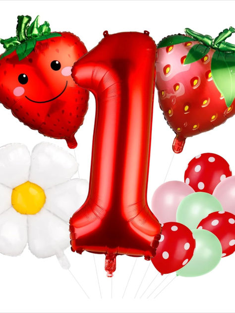 Strawberry 1st birthday balloons are perfect for your strawberry balloon arch, summer birthday party, baby girl's 1st birthday, berry sweet birthday party, fruit theme party, anniversary or any other occasions Strawberry Balloons, Berry First Birthday, Strawberry Birthday, First Birthday Decorations, Birthday Theme, First Birthday, Birthday Decorations, Toys Games, Berry