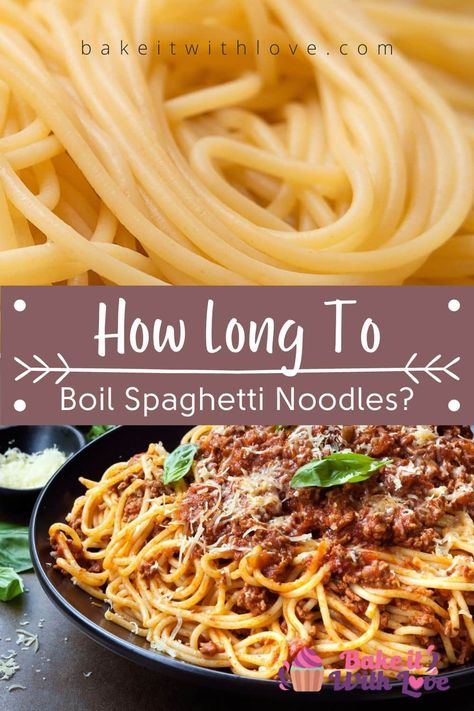 Learn how long to cook spaghetti so that you can enjoy this perfectly cooked and delicious pasta as often as you like! From boiling times to answering the most commonly asked questions, I'm going to break down everything you need to know about cooking a pot of spaghetti! You'll have it mastered in no time! BakeItWithLove.com #bakeitwithlove #pasta #spaghetti #noodles Rotel Chicken Spaghetti, Cream Cheese Pasta, Pasta Varieties, Best Spaghetti, Pasta Spaghetti, Delicious Pasta, Spaghetti Noodles, Bolognese Sauce, Chicken Spaghetti