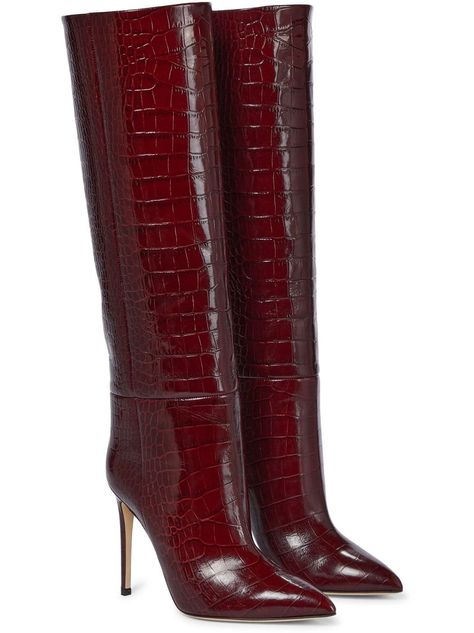 Paris Texas Croc-effect Leather Knee-high Boots Red Knee High Boots, Crocs Boots, Burgundy Boots, Paris Texas, Trending Boots, Red Boots, Knee High Leather Boots, Winter 2022, Looks Chic