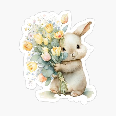 Get my art printed on awesome products. Support me at Redbubble #RBandME: https://www.redbubble.com/i/sticker/Cute-Watercolor-Bunny-Rabbit-by-Juliascutecornr/142276891.EJUG5?asc=u Rabbit Coquette, Cute Bunny Stickers, Easter Magic, Rabbit Sticker, Bunny Stickers, Emoji Stickers Iphone, Stickers Watercolor, Rabbit Drawing, Watercolor Cute