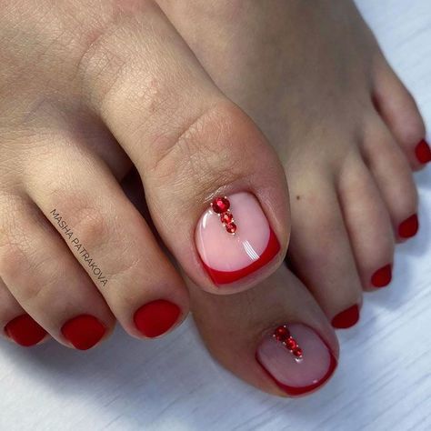 Fresh Toe Nail Art Ideas For Every Season Check more at https://allthenews.website/fresh-toe-nail-art-ideas-for-every-season/ Burgundy Matte Nails, Orange Toe Nails, French Toe Nails, Red French Tip, Red Toenails, French Pedicure, Gel Toe Nails, Pretty Toe Nails, Red French