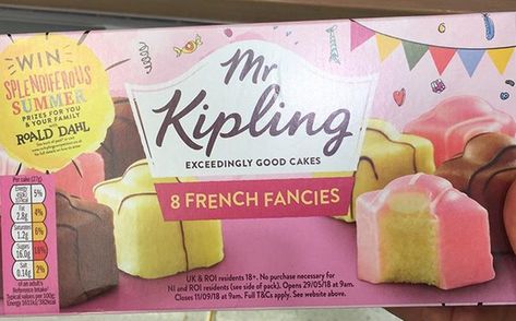 New limited edition  Mr Kipling's Roald Dahl French fancies!  (uk only) Mr Kipling, French Fancies, Cake Bars, Roald Dahl