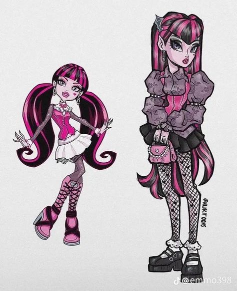 Monster High Characters Design, Monster High Art Drawing, Monster High Outfits Drawings, Draculaura Redesign, Monster High Fan Art, Monster High Draculaura Redesign, Monster High Characters Fan Art, Monster High Art Draculaura, Monster H