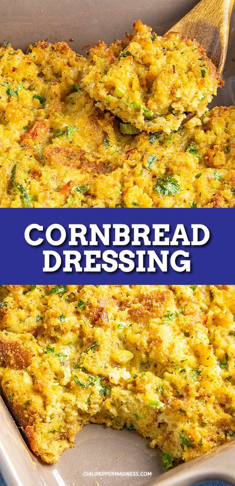 Easy Cornbread Dressing, Cornbread Dressing With Sausage, Dressing With Sausage, Soul Food Cornbread Dressing, Homemade Cornbread Dressing, Cornbread Stuffing Recipes, Dressing Recipes Thanksgiving, Bread Dressing, Cornbread Dressing Southern