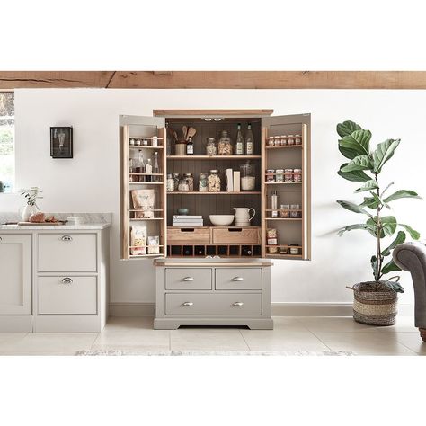 Freestanding Larder, Kitchen Pantry Cupboard, Kitchen Ceiling Design, Kitchen Larder, Larder Cupboard, Larder Unit, Pantry Cupboard, Oak Furnitureland, Kitchen Pantry Storage