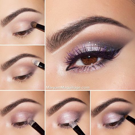 Glamorous Smoky Eye Makeup Tutorials For Stunning Party & Night-out Look - Silver/Purple Smoky Eye Makeup Tutorial Romantic Makeup Tutorial, Lilac Eye Makeup, Silver Smoky Eye, Smoky Eye Makeup Tutorial, Romantic Makeup, Party Makeup Looks, Best Makeup Tutorials, Purple Eye Makeup, Makijaż Smokey Eye