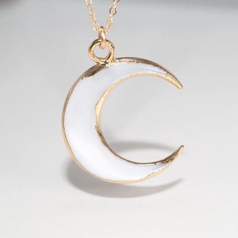 Shell Crescent Moon Necklace | Healing Stones | Women's Jewelry – Leslie Francesca Designs Capricorn Aesthetic, Jewelry Design Drawing, Moon Pendant Necklace, Gold Overlay, Crescent Moon Necklace, Moonstone Necklace, Moon Pendant, Moon Tattoo, Moon Necklace