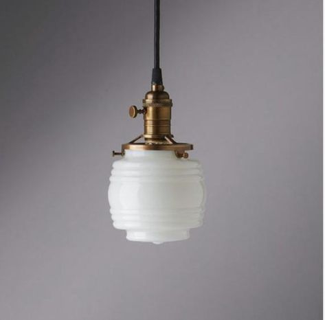 Jelly jar light white glass pendant light fixture with USA handblown glass ** This item is UL LISTED ** Welcome to Olde Brick Lighting, Style: Pendant Wiring: Hard wired to ceiling Finish Shown: Antique Brass -Select any finish at checkout Wire Shown: Black round cloth pendant cable- select any Brick Lighting, And So It Begins, Jelly Jars, Jar Lights, Glass Pendant Light, Lighting Sale, Glass Globe, Glass Lighting, Ceiling Light Fixtures